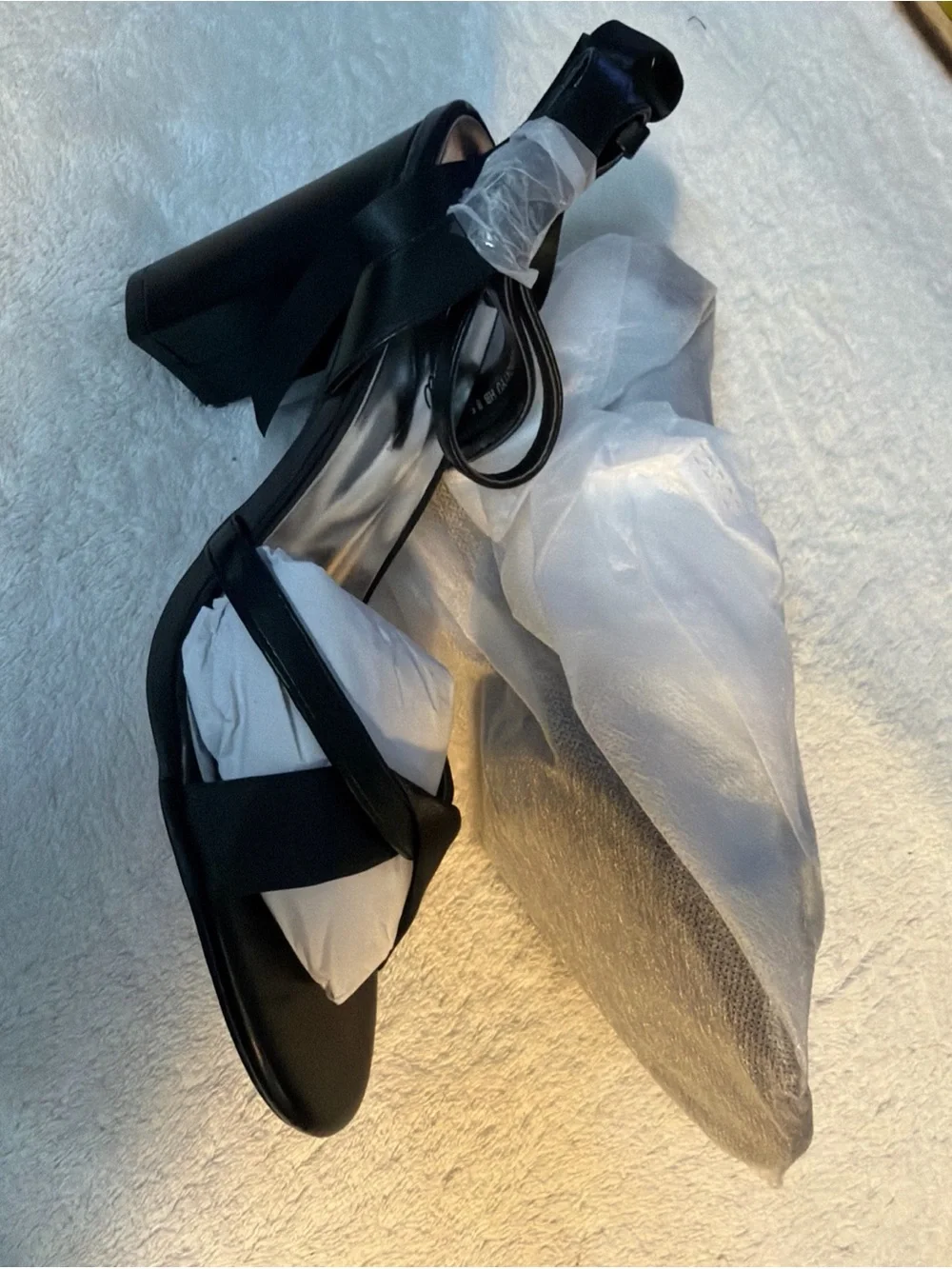 Show How Open-Toe Black Ankle Tie Sandals - Women